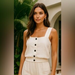 Madewell Crop Tank Blouse Button Up Cottagecore Summer Spring Boho Indie Minimal